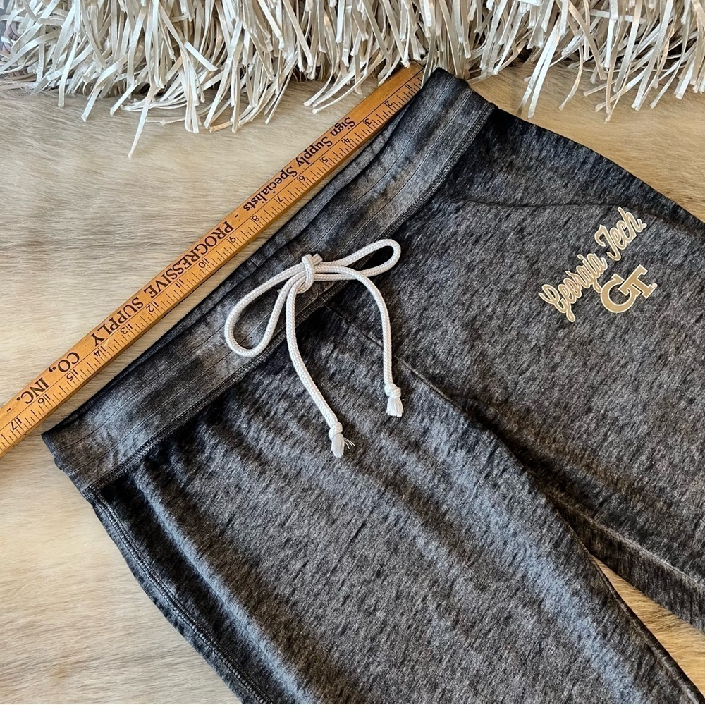 Official GA TECH Distressed Black Thin Cropped Joggers Pajama Bottoms M Lounge - Picture 7 of 10